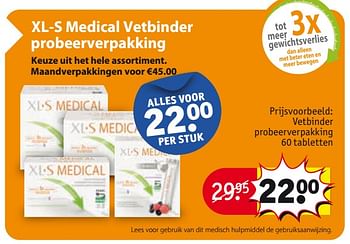 Aanbiedingen Vetbinder probeerverpakking - XL-S Medical - Geldig van 29/08/2017 tot 10/09/2017 bij Kruidvat