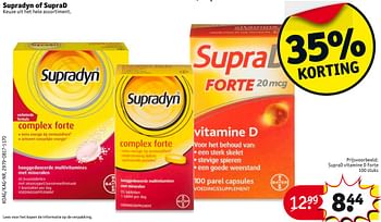 Aanbiedingen Suprad vitamine d forte - Supradyn - Geldig van 29/08/2017 tot 10/09/2017 bij Kruidvat