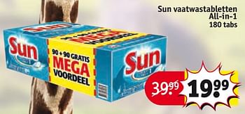 Aanbiedingen Sun vaatwastabletten all-in-1 - Sun - Geldig van 29/08/2017 tot 10/09/2017 bij Kruidvat