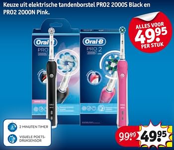 Aanbiedingen Keuze uit elektrische tandenborstel pro2 2000s black en pro2 2000n pink - Oral-B - Geldig van 29/08/2017 tot 10/09/2017 bij Kruidvat