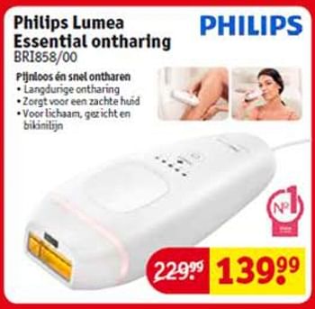 Aanbiedingen Philips lumea essential ontharing br1858-00 - Philips - Geldig van 29/08/2017 tot 10/09/2017 bij Kruidvat