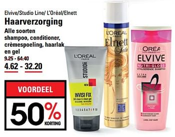 Aanbiedingen Haarverzorging alle soorten shampoo, conditioner, crèmespoeling, haarlak en gel - L'Oreal Paris - Geldig van 01/08/2017 tot 11/09/2017 bij Sligro