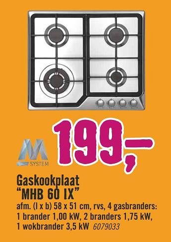 Aanbiedingen Gaskookplaat mhb 60 ix - M-System - Geldig van 28/08/2017 tot 10/09/2017 bij Hornbach