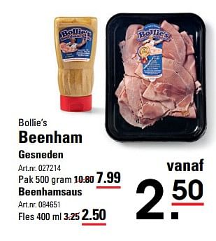 Aanbiedingen Bollie`s beenham beenhamsaus - BOLLIE'S - Geldig van 28/08/2017 tot 11/09/2017 bij Sligro