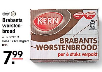 Aanbiedingen Brabants worsten - brood - Kern - Geldig van 28/08/2017 tot 11/09/2017 bij Sligro