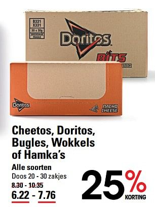 Aanbiedingen Cheetos, doritos, bugles, wokkels of hamka`s - Huismerk - Sligro - Geldig van 28/08/2017 tot 11/09/2017 bij Sligro