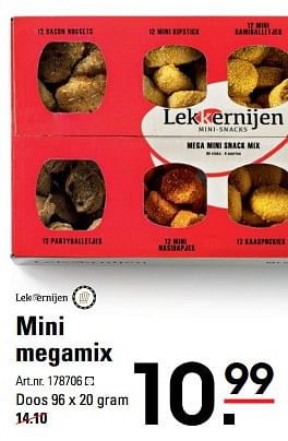 Aanbiedingen Mini megamix - Lekkernijen - Geldig van 16/08/2017 tot 11/09/2017 bij Sligro