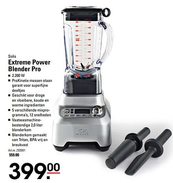 Aanbiedingen Solis extreme power blender pro - Solis - Geldig van 17/08/2017 tot 11/09/2017 bij Sligro