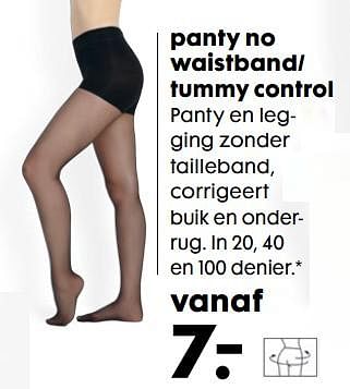 Aanbiedingen Panty no waistband- tummy control - Huismerk - Hema - Geldig van 11/09/2017 tot 01/10/2017 bij Hema
