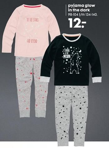 Aanbiedingen Pyjama glow in the dark - Huismerk - Hema - Geldig van 11/09/2017 tot 01/10/2017 bij Hema