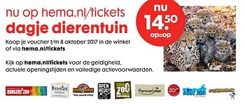 Aanbiedingen Dagje dierentuin - Huismerk - Hema - Geldig van 11/09/2017 tot 01/10/2017 bij Hema