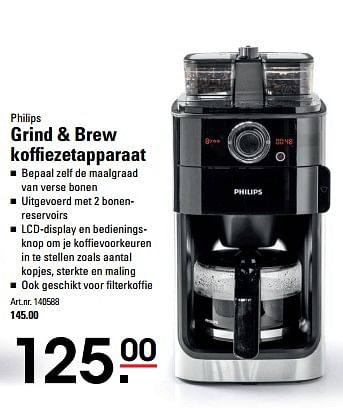 Aanbiedingen Philips grind + brew koffiezetapparaat - Philips - Geldig van 15/08/2017 tot 11/09/2017 bij Sligro