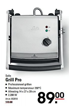 Aanbiedingen Solis grill pro - Solis - Geldig van 15/08/2017 tot 11/09/2017 bij Sligro