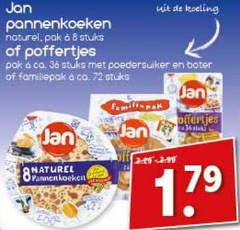 Aanbiedingen Jan pannenkoeken of poffertjes - Jan - Geldig van 28/08/2017 tot 11/09/2017 bij Agrimarkt