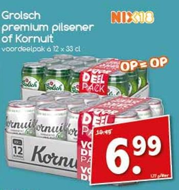 Aanbiedingen Grolsch premium pilsener of kornuit - Grolsch - Geldig van 28/08/2017 tot 11/09/2017 bij Agrimarkt
