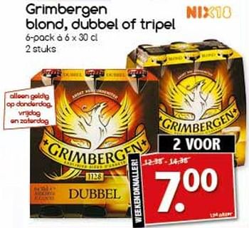Aanbiedingen Grimbergen blond, dubbel of tripel - Grimbergen - Geldig van 28/08/2017 tot 11/09/2017 bij Agrimarkt