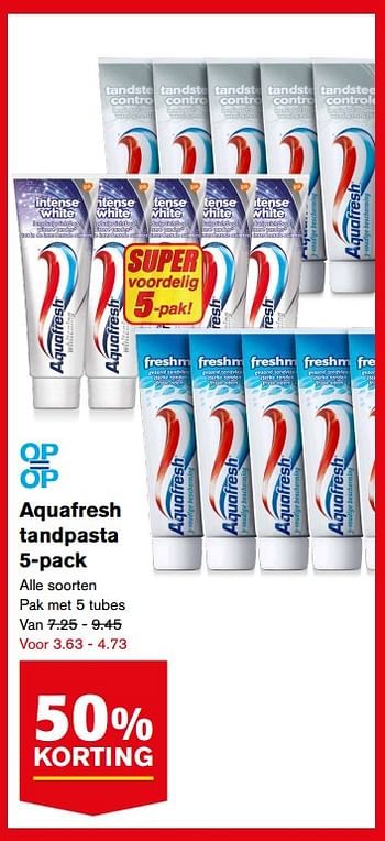 Aanbiedingen Aquafresh tandpasta - Aquafresh - Geldig van 30/08/2017 tot 05/09/2017 bij Hoogvliet