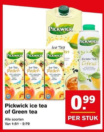 Aanbiedingen Pickwick ice tea of green tea - Pickwick - Geldig van 30/08/2017 tot 05/09/2017 bij Hoogvliet