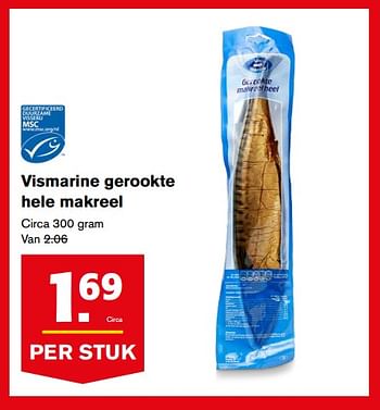 Aanbiedingen Vismarine gerookte hele makreel - Vismarine - Geldig van 30/08/2017 tot 05/09/2017 bij Hoogvliet