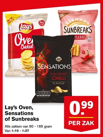 Aanbiedingen Lay`s oven, sensations of sunbreaks - Sunbreaks - Geldig van 30/08/2017 tot 05/09/2017 bij Hoogvliet