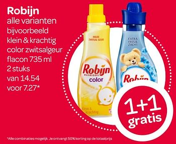 Aanbiedingen Robijn klein + krachtig color zwitsalgeur flacon - Robijn - Geldig van 31/08/2017 tot 06/09/2017 bij Spar