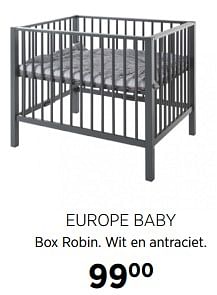 Aanbiedingen Europe baby box robin. wit en antraciet - Europe baby - Geldig van 31/08/2017 tot 25/09/2017 bij Babypark