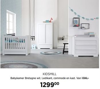 Aanbiedingen Kidsmill babykamer bretagne wit. ledikant - Kidsmill - Geldig van 31/08/2017 tot 25/09/2017 bij Babypark