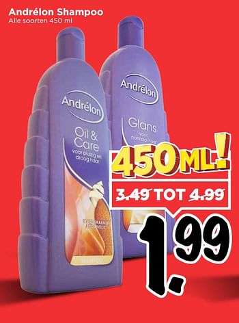 Aanbiedingen Andrélon shampoo - Andrelon - Geldig van 03/09/2017 tot 09/09/2017 bij Vomar