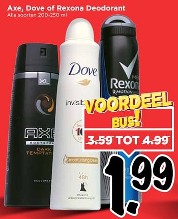 Aanbiedingen Axe, dove of rexona deodorant - Huismerk Vomar - Geldig van 03/09/2017 tot 09/09/2017 bij Vomar