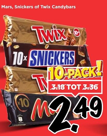 Aanbiedingen Mars, snickers of twix candybars - Huismerk Vomar - Geldig van 03/09/2017 tot 09/09/2017 bij Vomar