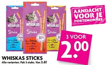 Aanbiedingen Whiskas sticks - Whiskas - Geldig van 03/09/2017 tot 09/09/2017 bij Deka Markt