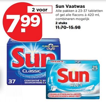 Aanbiedingen Sun vaatwas - Sun - Geldig van 03/09/2017 tot 09/09/2017 bij Plus