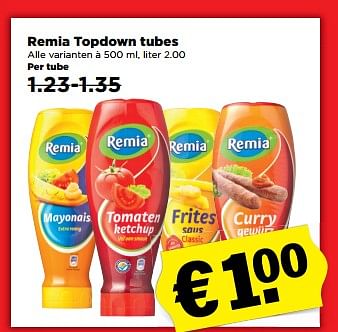 Aanbiedingen Remia topdown tubes - Remia - Geldig van 03/09/2017 tot 09/09/2017 bij Plus