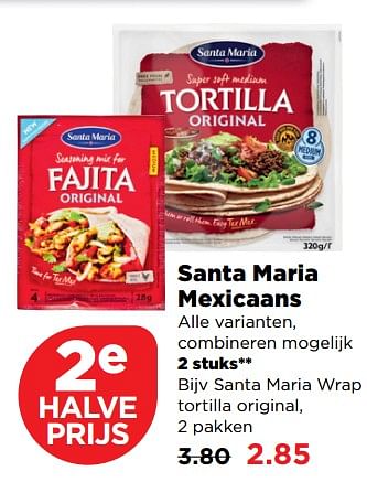 Aanbiedingen Santa maria wrap tortilla original, - Santa Maria - Geldig van 03/09/2017 tot 09/09/2017 bij Plus