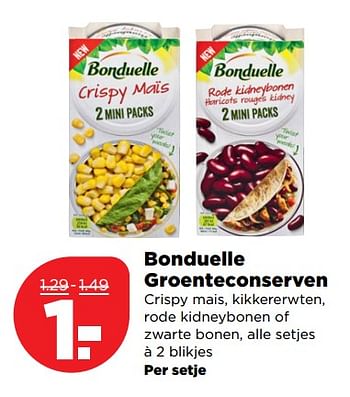 Aanbiedingen Bonduelle groenteconserven - Bonduelle - Geldig van 03/09/2017 tot 09/09/2017 bij Plus