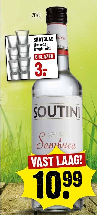 Aanbiedingen Soutini sambuca - Sambuca - Geldig van 03/09/2017 tot 09/09/2017 bij Dirk III