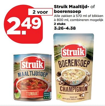 Aanbiedingen Struik maaltijd- of boerensoep - Struik - Geldig van 03/09/2017 tot 09/09/2017 bij Plus