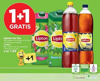 Aanbiedingen Lipton ice tea sparkling - Lipton - Geldig van 03/09/2017 tot 09/09/2017 bij Plus