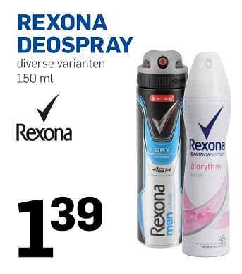 Aanbiedingen Rexona deospray - Rexona - Geldig van 30/08/2017 tot 05/09/2017 bij Action
