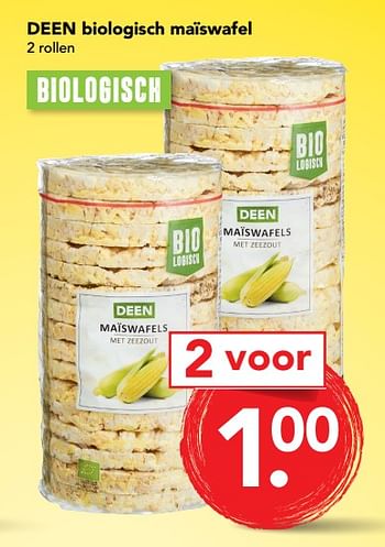Aanbiedingen Deen biologisch maïswafel - Huismerk deen supermarkt - Geldig van 03/09/2017 tot 09/09/2017 bij Deen Supermarkten