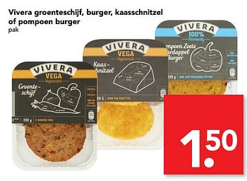 Aanbiedingen Vivera groenteschijf, burger, kaasschnitzel of pompoen burger - Vivera - Geldig van 03/09/2017 tot 09/09/2017 bij Deen Supermarkten