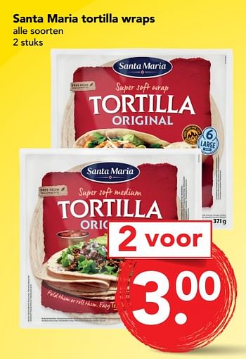 Aanbiedingen Santa maria tortilla wraps - Santa Maria - Geldig van 03/09/2017 tot 09/09/2017 bij Deen Supermarkten