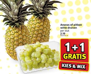 Aanbiedingen Ananas of pitloze witte druiven - Huismerk - Jan Linders - Geldig van 04/09/2017 tot 10/09/2017 bij Jan Linders