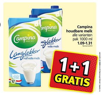 Aanbiedingen Campina houdbare melk - Campina - Geldig van 04/09/2017 tot 10/09/2017 bij Jan Linders