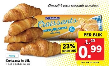 Aanbiedingen Croissants in blik - Belbake - Geldig van 04/09/2017 tot 10/09/2017 bij Lidl