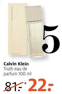 Aanbiedingen Calvin klein truth eau de parfum - Calvin Klein - Geldig van 04/09/2017 tot 10/09/2017 bij Etos