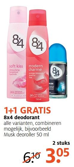 Aanbiedingen 8x4 deodorant - 8x4 - Geldig van 04/09/2017 tot 10/09/2017 bij Etos