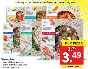 Aanbiedingen Verse pizza - Chef select - Geldig van 04/09/2017 tot 10/09/2017 bij Lidl