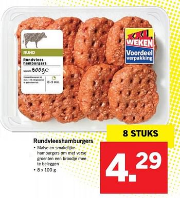 Aanbiedingen Rundvleeshamburgers - Huismerk - Lidl - Geldig van 04/09/2017 tot 10/09/2017 bij Lidl