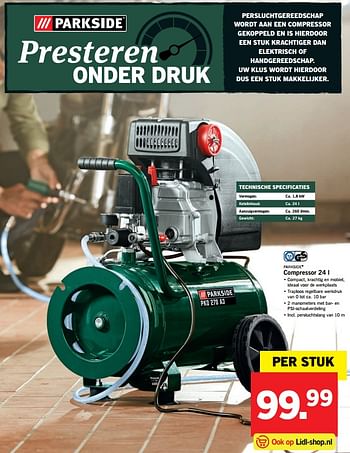 Aanbiedingen Parkside compressor 24 l - Parkside - Geldig van 04/09/2017 tot 10/09/2017 bij Lidl